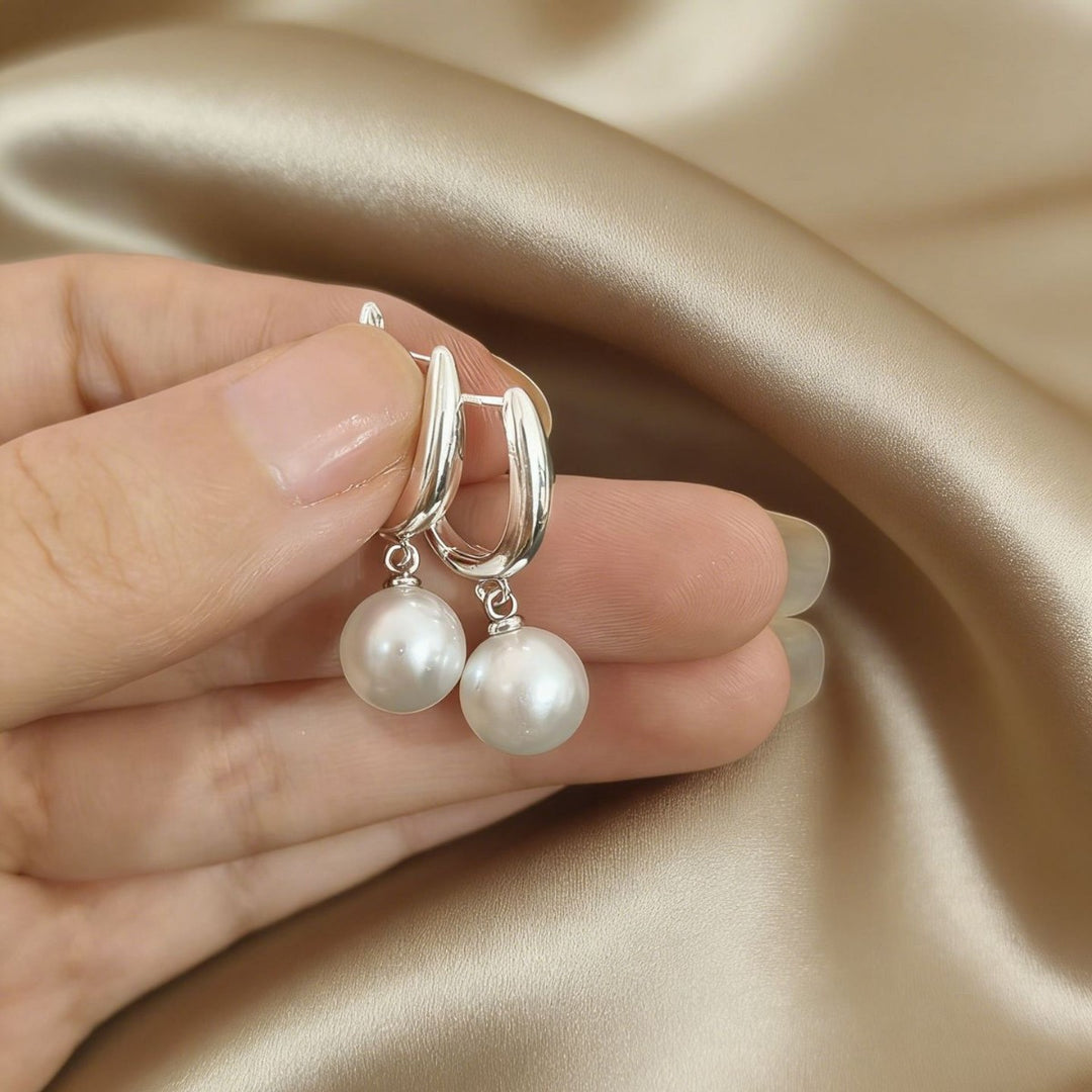 U-Shaped Horseshoe Pearl Hoop Earrings (Minimalist Daily Wear Jewelry)