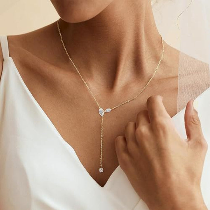Y Drop Gold Necklace, 4 Styles Available, Dainty Lariat Choker