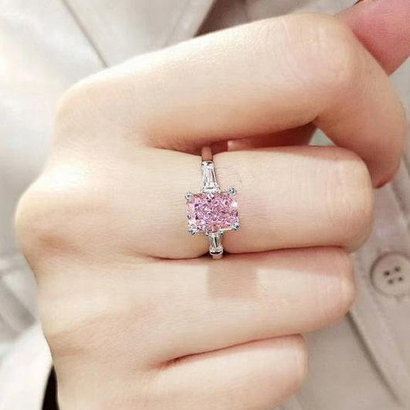 Radiant‑Cut Centre Stone With Tapered‑Baguette Accents Ring For Women, 5‑Color Options