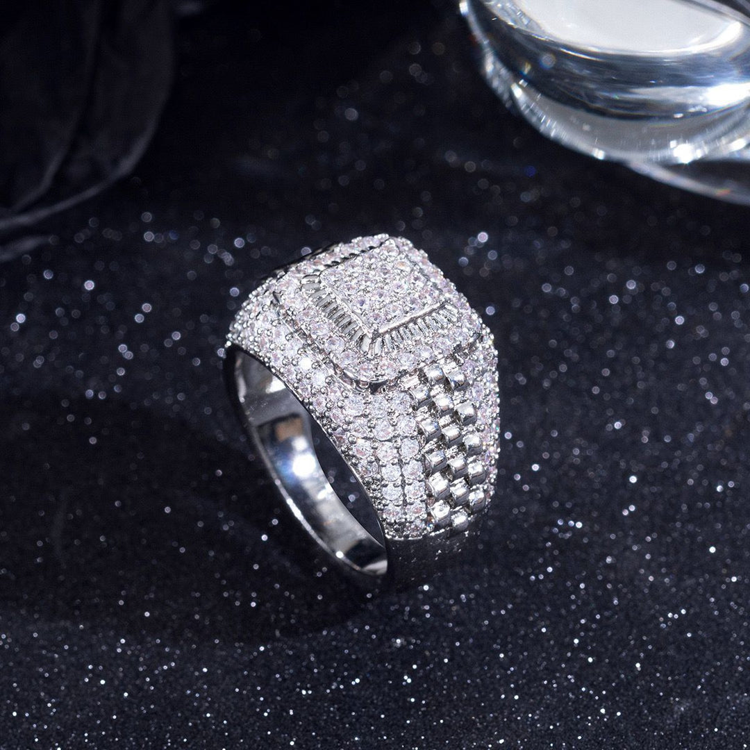 Pavé Watch Band Hip Hop Ring (Luxury Street Edgy Band)