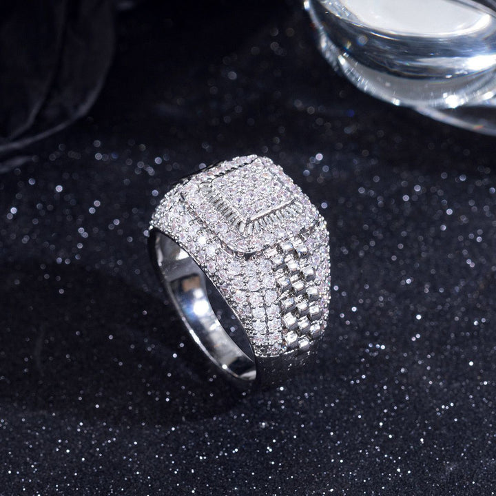 Pavé Watch Band Hip Hop Ring (Luxury Street Edgy Band)