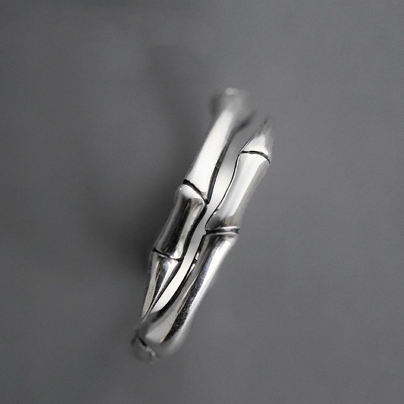 Vintage‑Finish Bamboo‑Joint Open Ring
