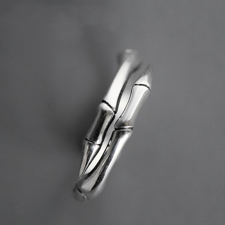 Vintage‑Finish Bamboo‑Joint Open Ring