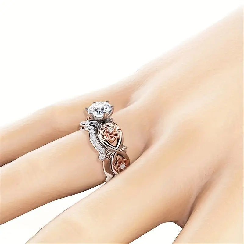 Rose Garden Couple Ring Set (Luxury Vintage Engagement Ring Set)