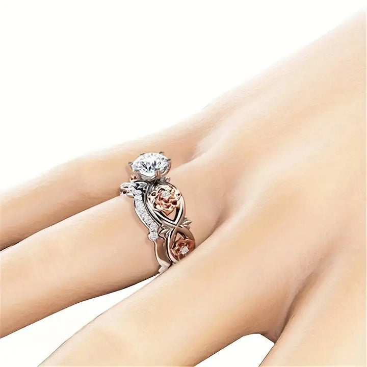 Rose Garden Couple Ring Set (Luxury Vintage Engagement Ring Set)
