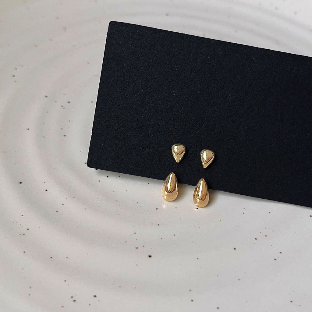 S925 Silver Double Teardrop Combo Stud Earrings, Minimal Smooth Solid Teardrop 2-Wear Earrings, Gold & Silver Two Tones