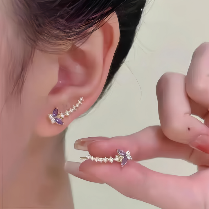 Butterfly Dance Diamond Ear Climbers (Light Luxury Niche Design Earrings)