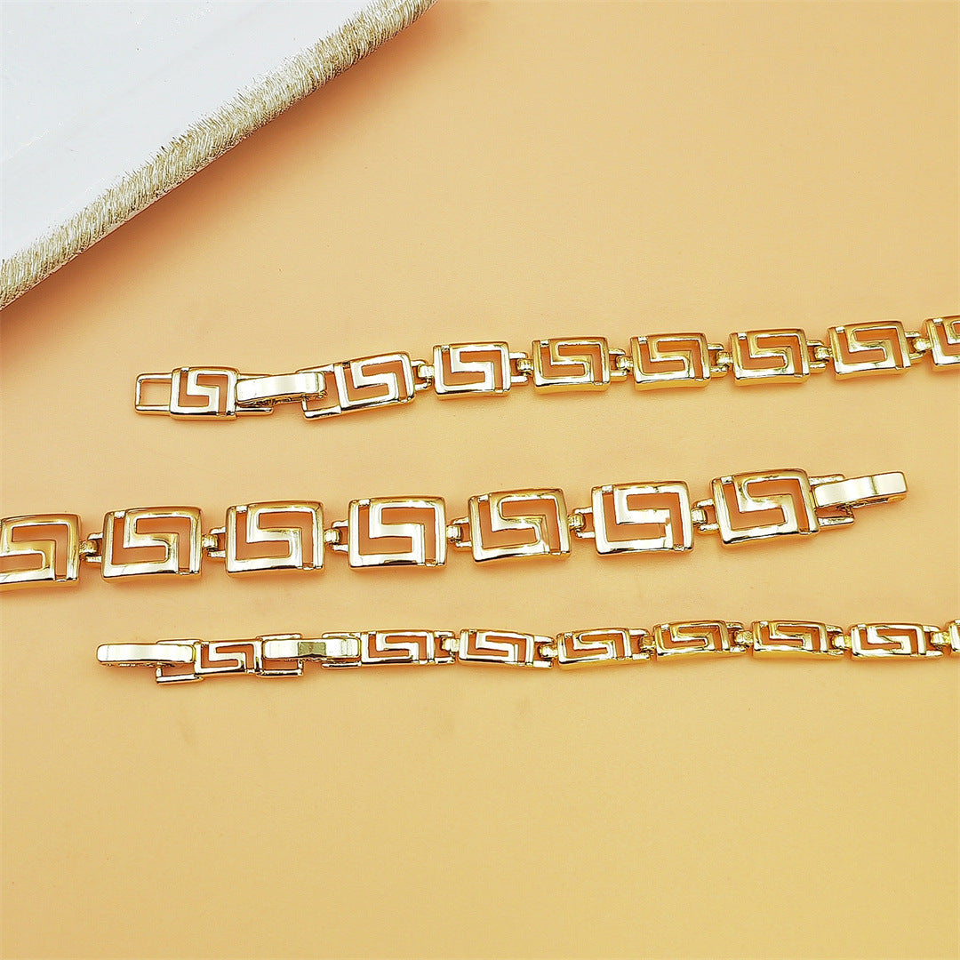 Geometric Square Maze‑Link Chain Bracelet