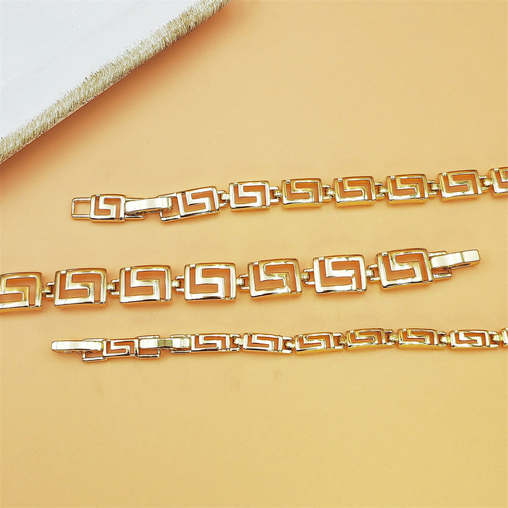 Geometric Square Maze‑Link Chain Bracelet