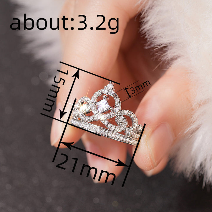 Princess Crown Double‑Layer Diamond Ring