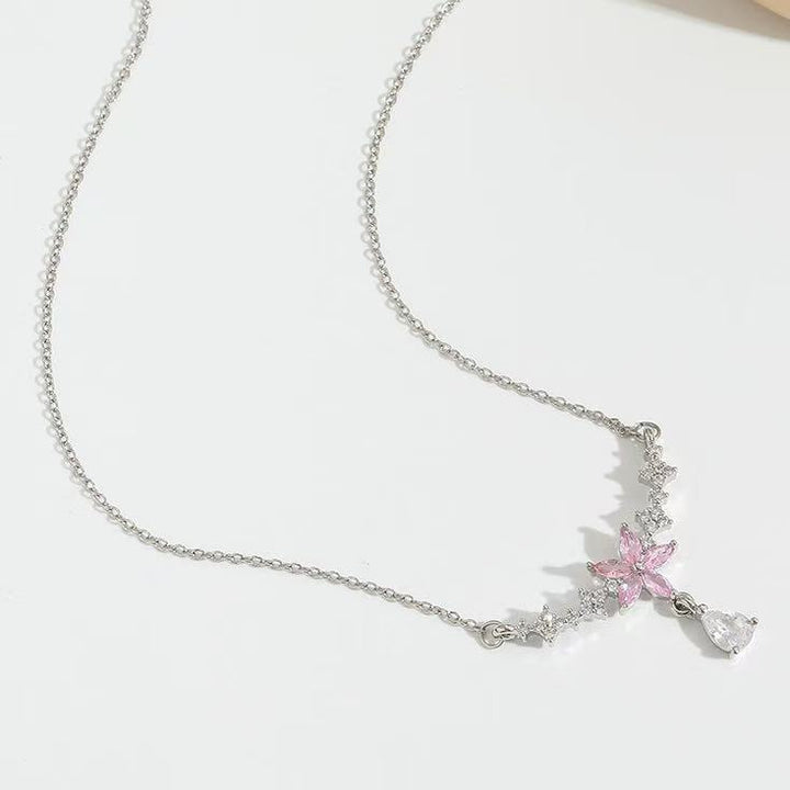Cherry Blossom Drop Diamond Necklace (Luxury Sweetheart Clavicle Chain)