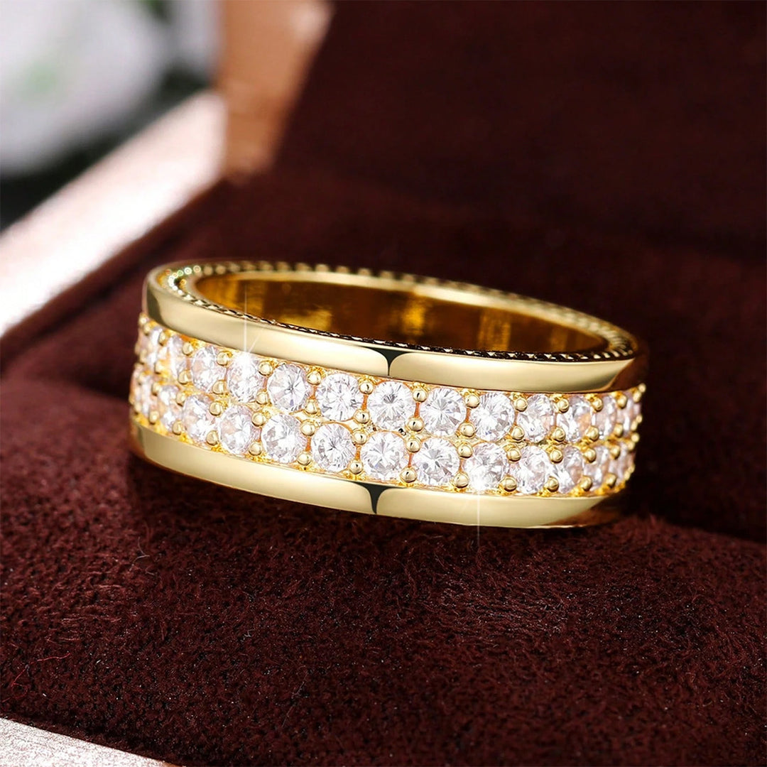 Double Row Pavé Wide Band Ring (Luxury Classic Timeless Band)