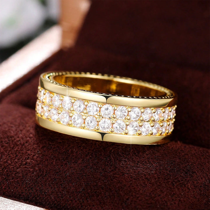 Double Row Pavé Wide Band Ring (Luxury Classic Timeless Band)