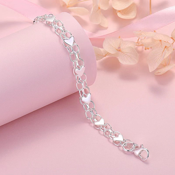 Double Layer Heart Bracelet Set (Light Luxury Sweet Wristband)