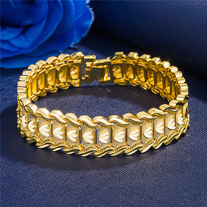 Watchband-Style Engraved Wide Bracelet (Light Luxury Business Personalized Bracelet)