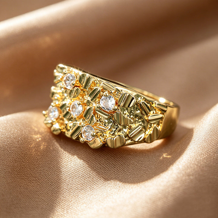 Vintage Textured diamond Wide Band Ring (Luxury Statement Ring)