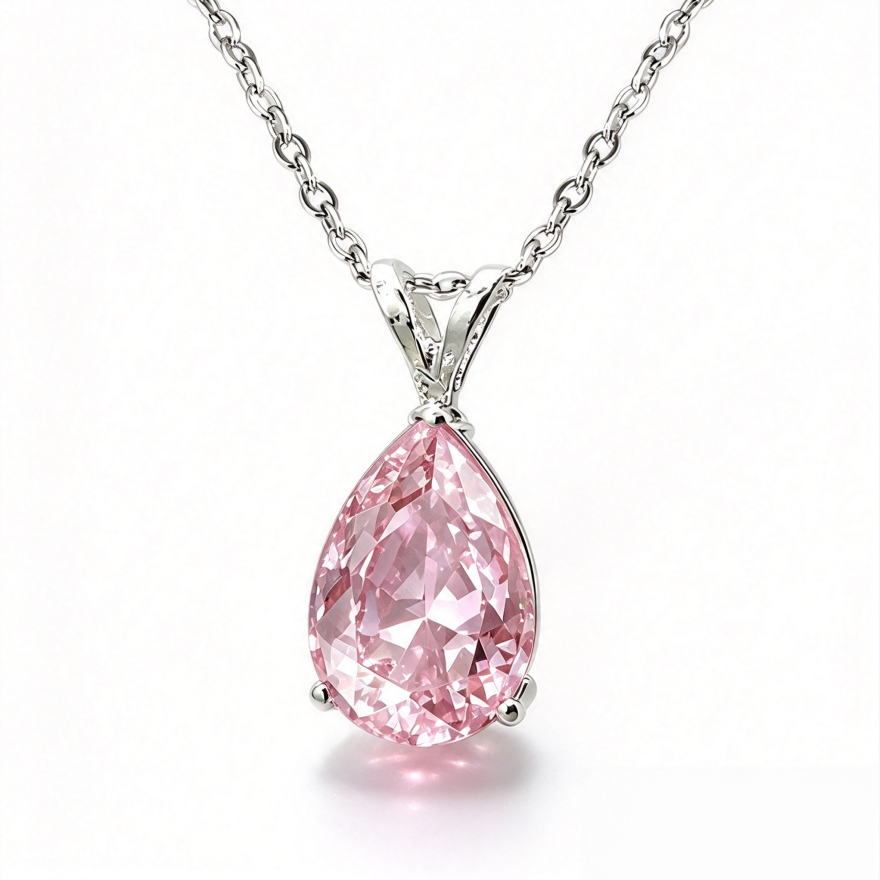 S925 Silver Pear-shaped Teardrop Gemstone Pendant Necklace, Multi-color Luxury Evening Choker