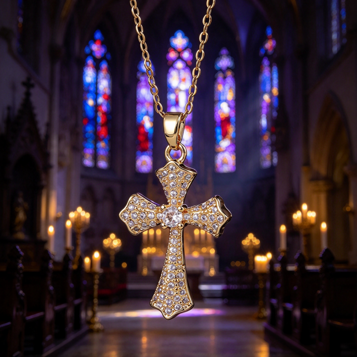 Full Paved Diamond Cross Necklace