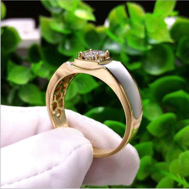 Wide‑Band Mother‑of‑Pearl Diamond‑Set Men’s Ring