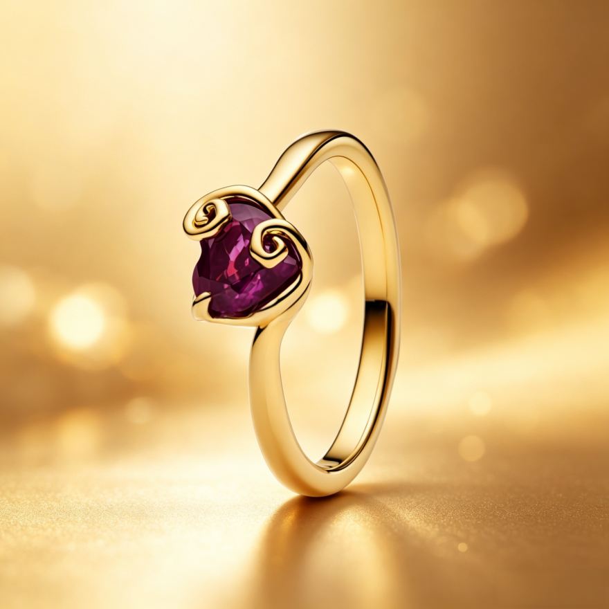 Auspicious‑Cloud Heart‑Shaped Zircon Ring, Two‑Tone Options