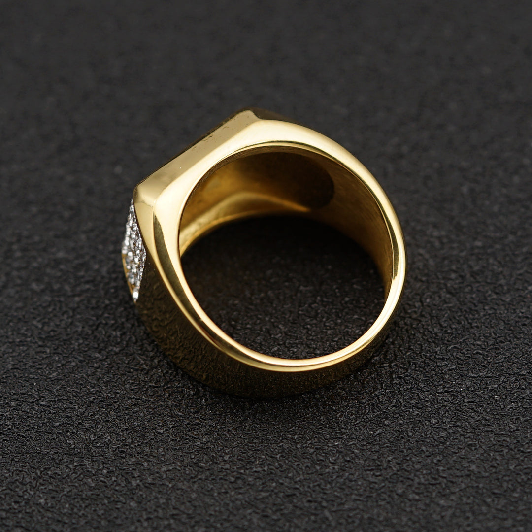 Hip-Hop Square Pavé Ring (Street Style Unisex Statement Band)