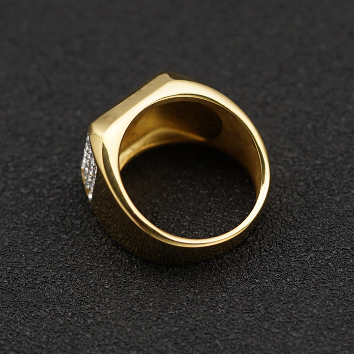 Hip-Hop Square Pavé Ring (Street Style Unisex Statement Band)