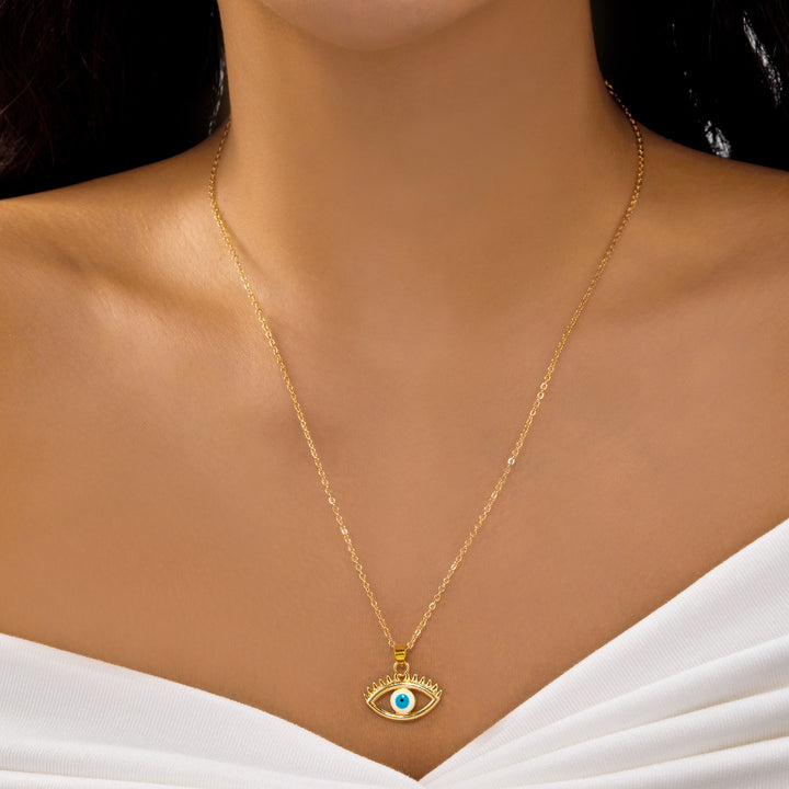 Retro Exotic Evil Eye Enamel Pendant Necklace