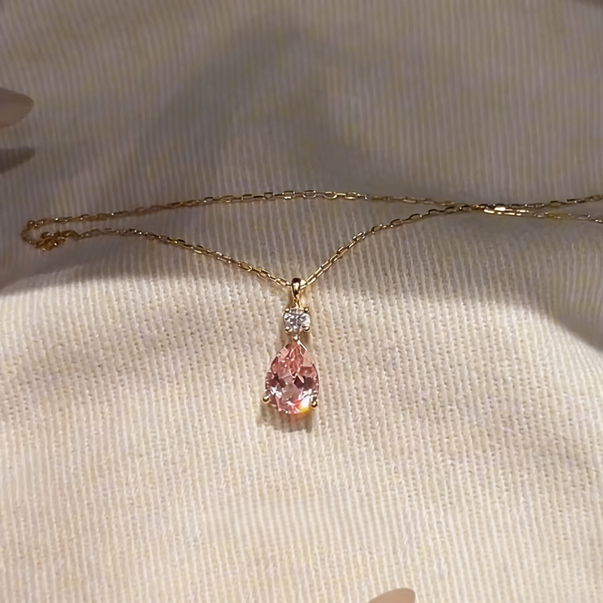 Pink Teardrop Pendant Necklace (Light Luxury Niche Gentle Choker)