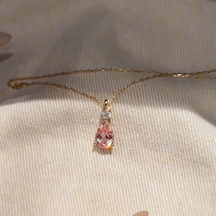 Pink Teardrop Pendant Necklace (Light Luxury Niche Gentle Choker)