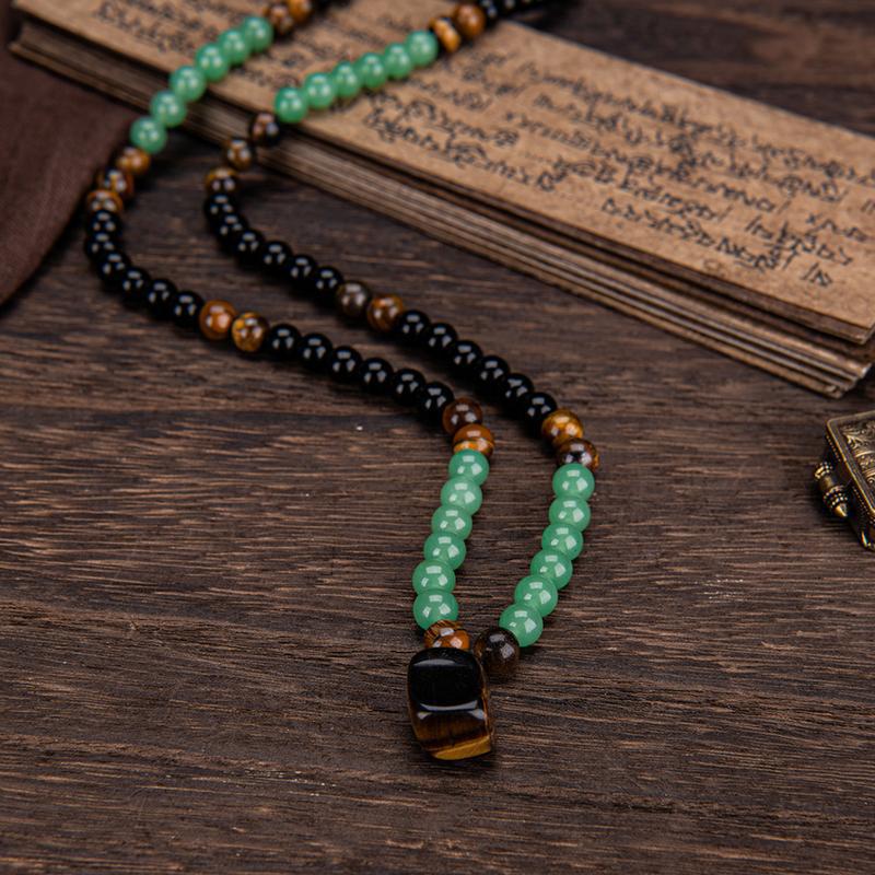 Tiger Eye Double-Layer Energy Necklace (Wealth-Attracting Retro Layered Style)