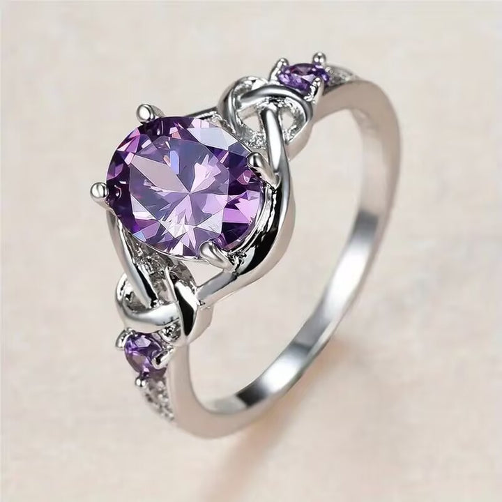 Celtic Knot Purple Diamond S925 Silver Women Ring