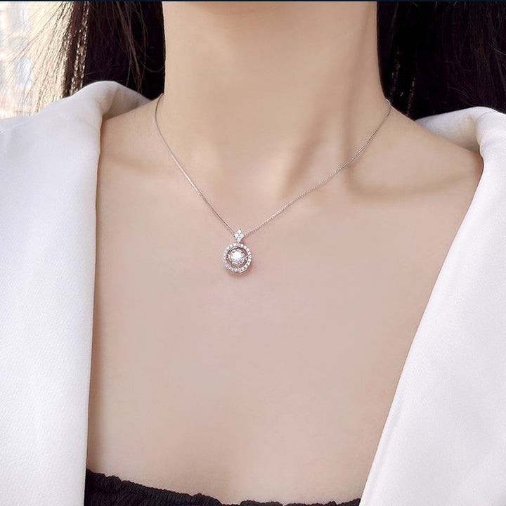 Round Halo Diamond S925 Silver Necklace