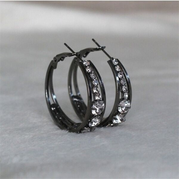 Double Layer Pavé Hoop Earring Set (Light Luxury Niche Design Earrings)