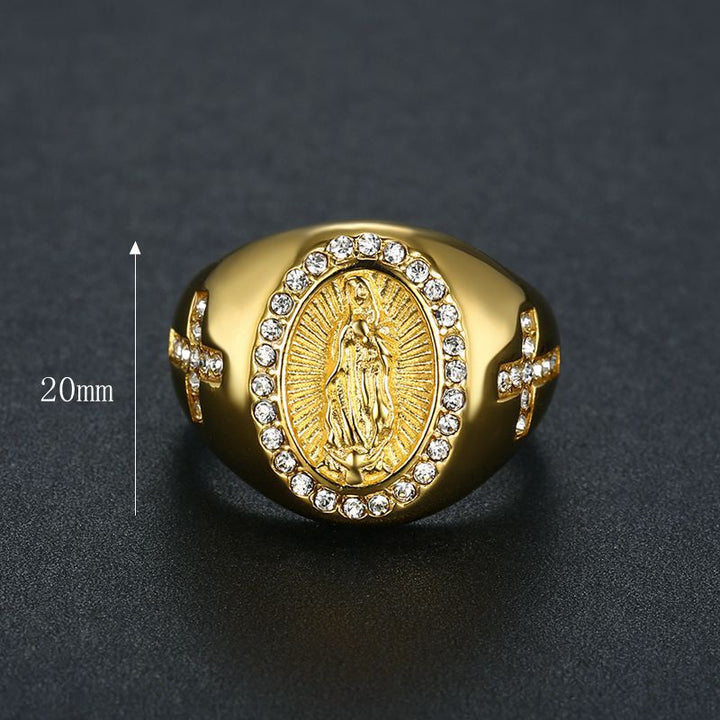 Our Lady of Guadalupe Signet Ring (Vintage Gold & Silver Statement Band)