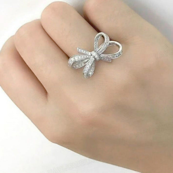 Pavé diamond Bow Ring (Luxury Gentle Sweetheart Statement Band)