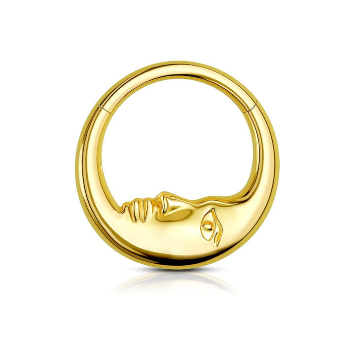 Moon Face Hoop Piercing Jewelry, European Artistic Clicker Nose Ring & Earring Sterling Silver  Body Piercing Accessory
