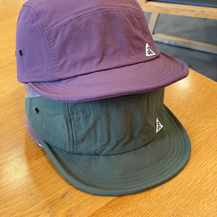 European & American Outdoor 5-Panel Quick Dry Short Brim Camp Cap, Lightweight Breathable Adjustable Sun Hat for Hiking & Camping