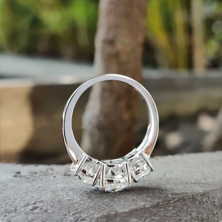 Three-Stone Diamond Statement Ring (Luxury Engagement-Style Gold Band)