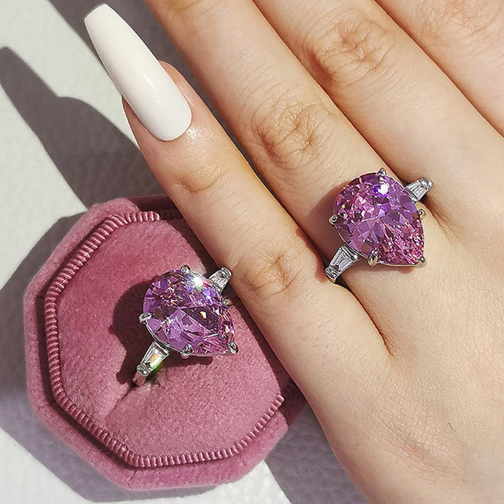 Pear-Shaped Pink Diamond Three-Prong Solitaire Ring (Luxury Engagement & Statement Band)