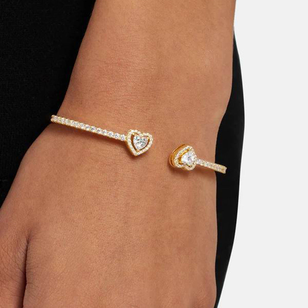 Luxury Diamond Bracelet Trio (Heart Cuff, Round Tennis, Heart Tennis)