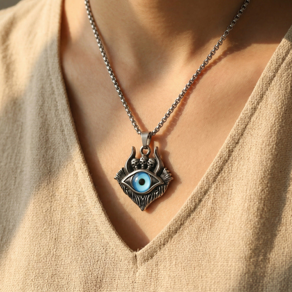 Vintage Silver Evil Eye Necklace, Multiple Pendant Options