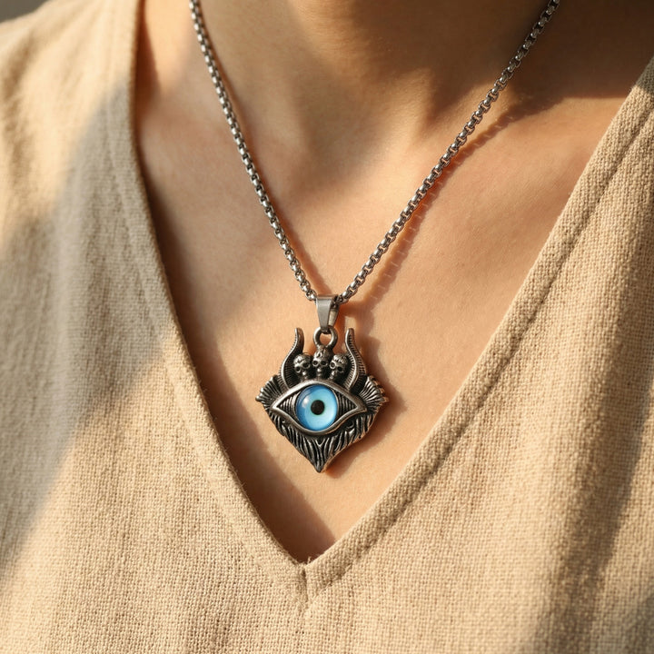 Vintage Silver Evil Eye Necklace, Multiple Pendant Options