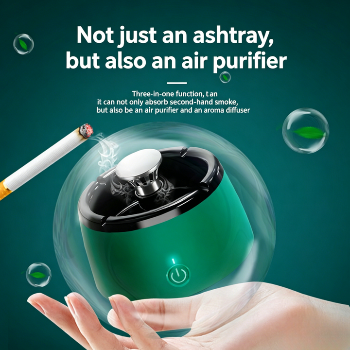 Negative Ion Rechargeable Purifying Ashtray, Activated Carbon Smoke & Odor Remover Multi-Function Desktop Smoking Tray, 2 Color Options