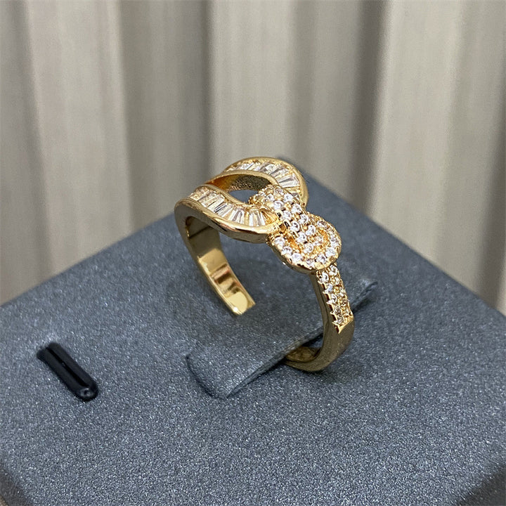 Diamond Knot Open Ring (2 Colors Luxury Delicate Statement Band)