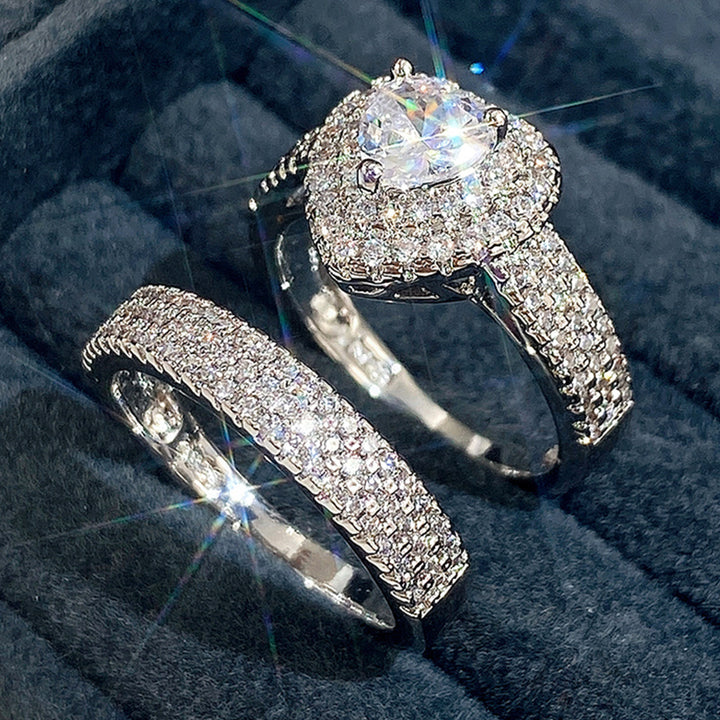 Heart Halo Stackable Ring Set (Light Luxury Niche Romantic Band)