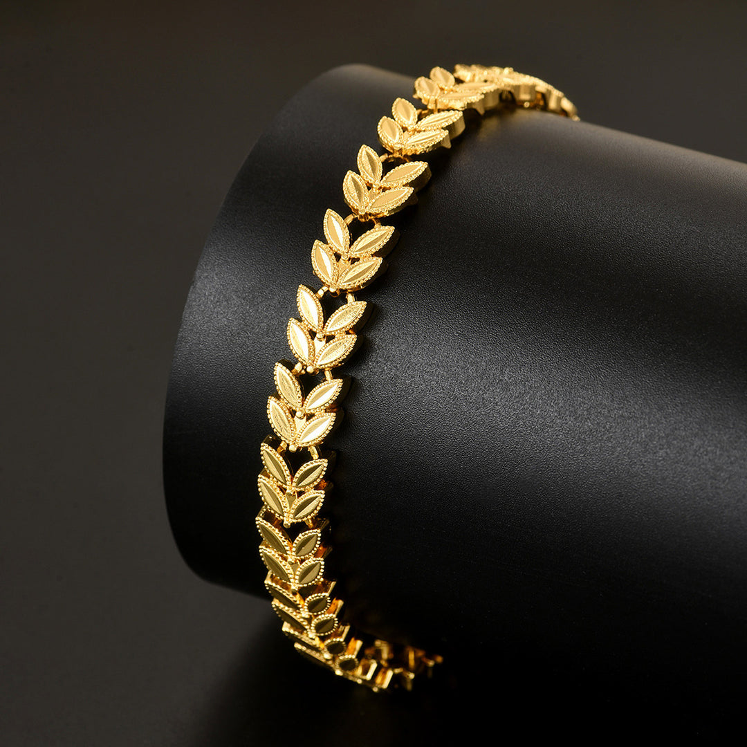 Laurel Leaf Full Chain Gold Bracelet (Light Luxury Niche Vintage Bracelet)
