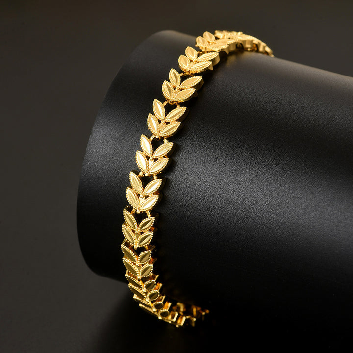 Laurel Leaf Full Chain Gold Bracelet (Light Luxury Niche Vintage Bracelet)