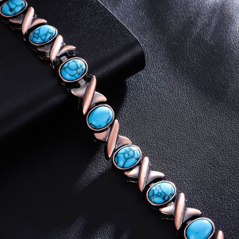 Vintage Copper Multi-Stone Magnetic Therapy Bracelet (Multiple Styles Women's Health Bangle)