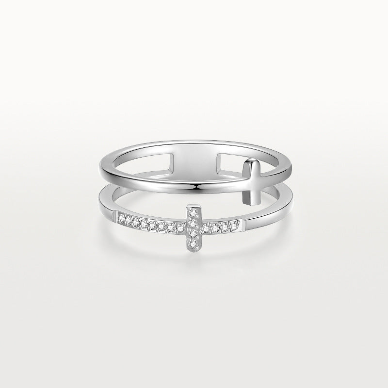 Double‑Layer Dual‑Cross S925 Silver Ring