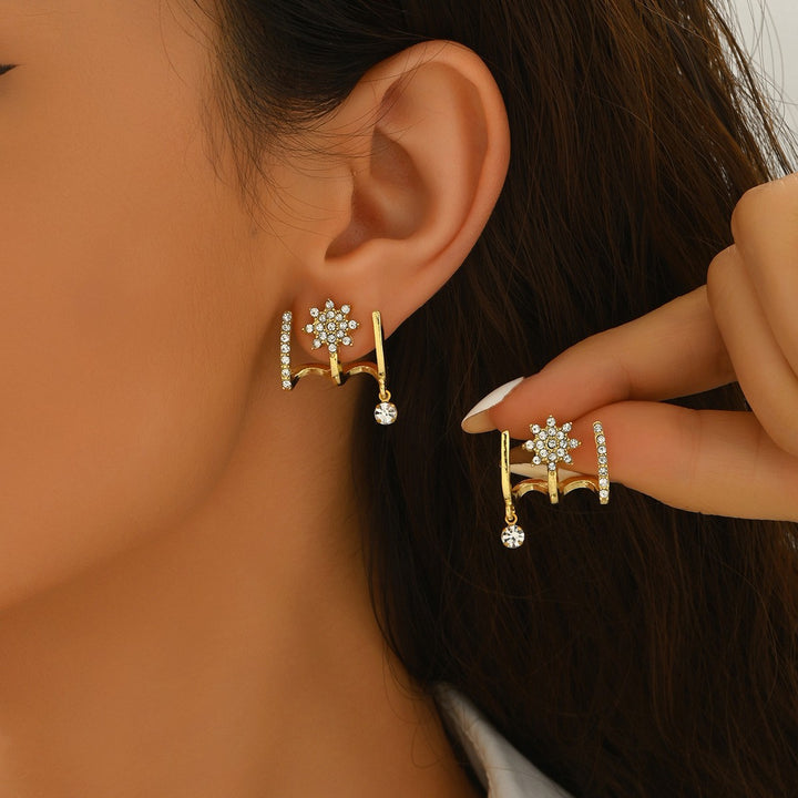 Star‑Burst Multi‑Hoop Drop S925 Silver Earrings